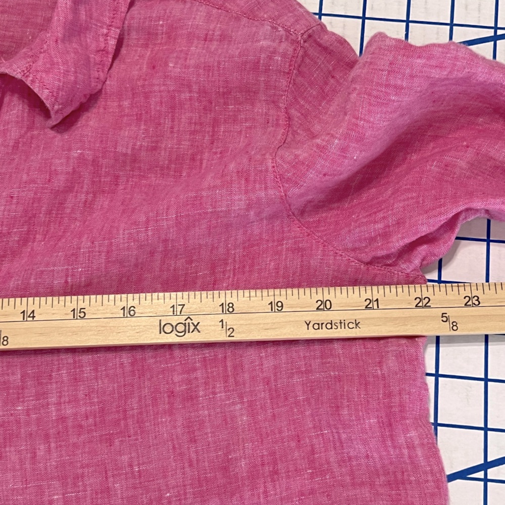 St Tropez West 100% Linen POPOVER top sz Lg PINK  3/4 Sleeves EUC SPRING SUMMER - Picture 4 of 6